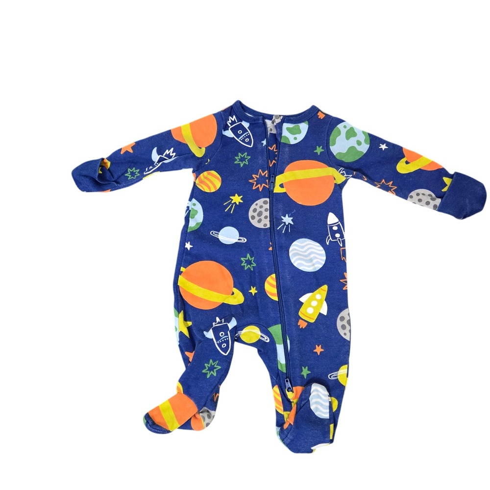 Wonder Nation Baby Sleepers Bundle Space Dinosaur Ribbed Footies Newborn Preemie
